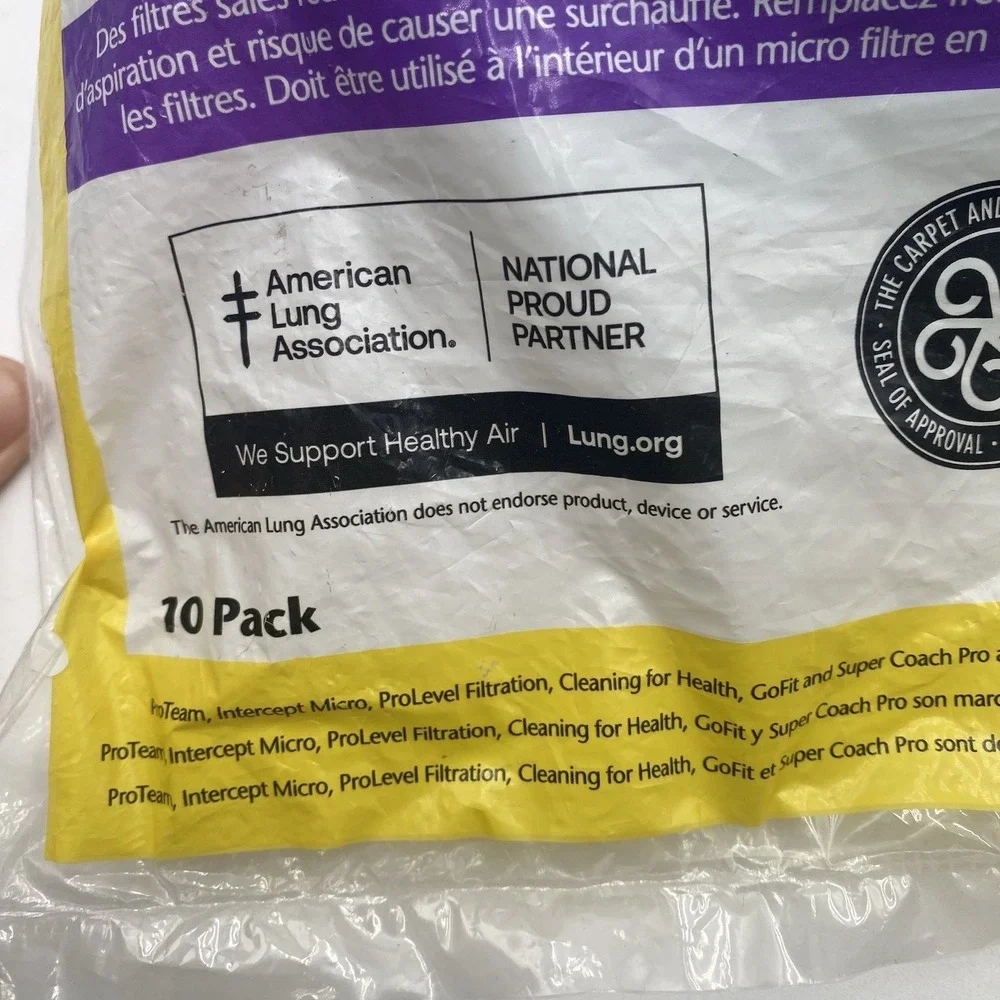 10 Pack Genuine ProTeam Super Coach Pro 10qt Micro‎ Filter Vacuum Bags 107313